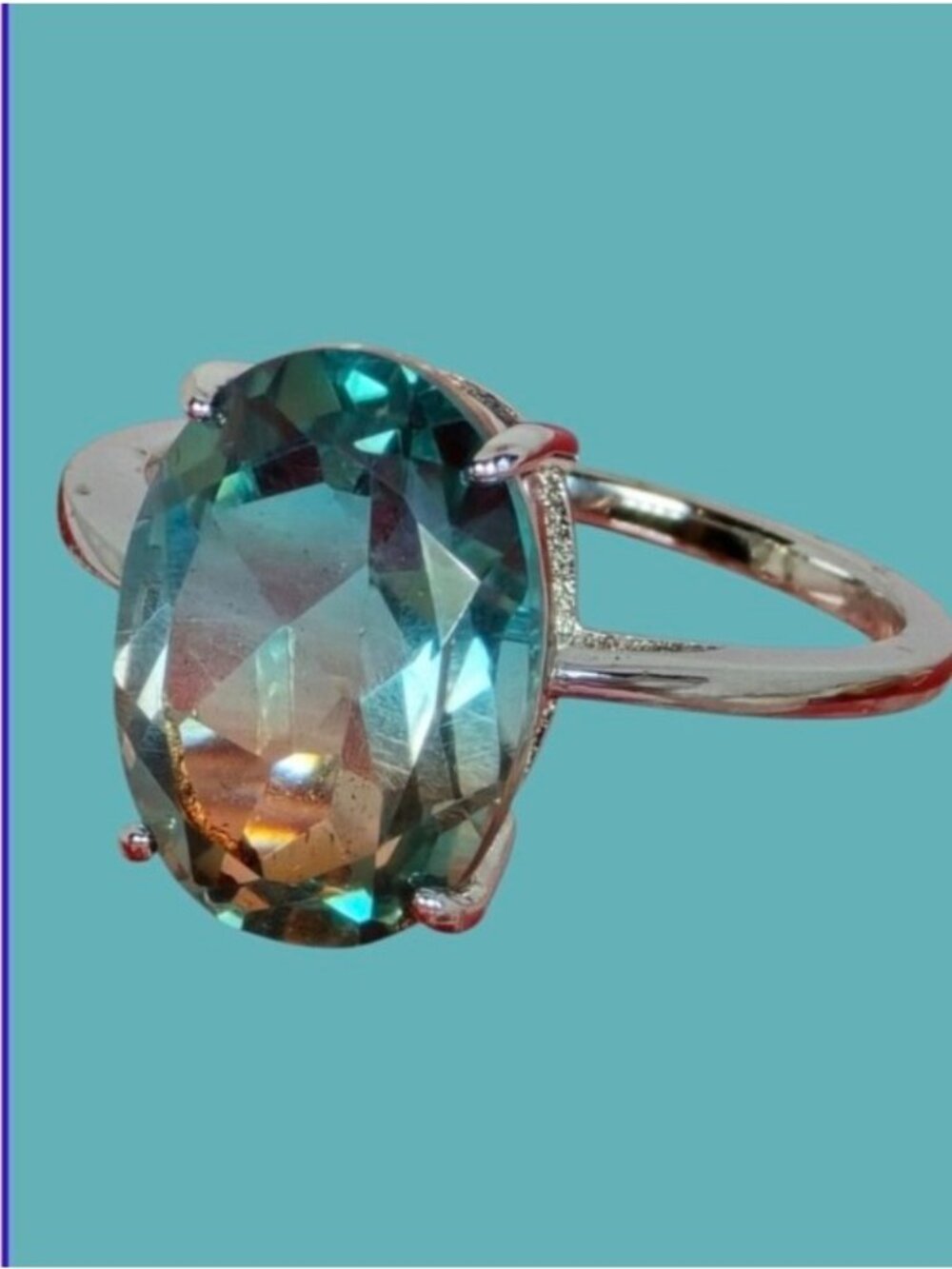 825 Sterling Silver Ring With Natural Aqua Terra Costa Quartz